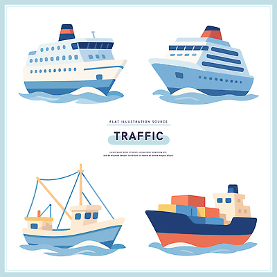 물결 바다 컬러 교통 수상교통 일러스트 항해 어업 항구 운송업 어선 크루즈 화물선 선장 선박 국내일러스트 AI파일 산업 교통수단 배_교통 교통시설 파일형식 벡터