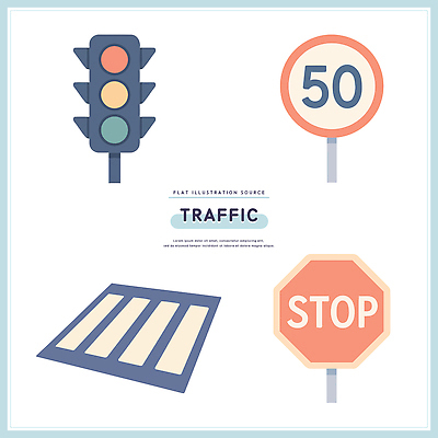 도로 교통 이동 일러스트 자동차 안내 안전 운전 도시 표지판 보행자 횡단보도 정지 신호등 교차로 속도 신호 도로표지판 교통안전 규칙 통행 속도제한 국내일러스트 AI파일 길 육상교통 컨셉 교통시설 모션 알림판 금지 보행로 파일형식 벡터