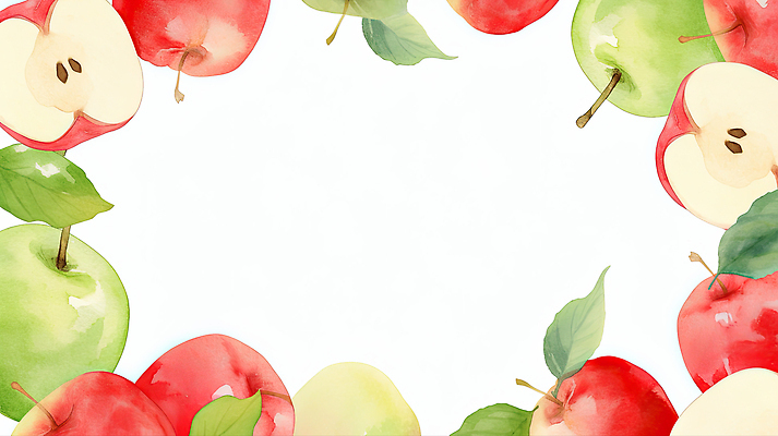 JPG 식물 디자인 예술 컬러 백그라운드 과일 일러스트 자연 나뭇잎 수채화 프레임 건강 장식 농장 정원 공백 신선 달콤 맛 사과 국내일러스트 AI일러스트 AI콘텐츠 컨셉 잎 농업 생태계 파일형식