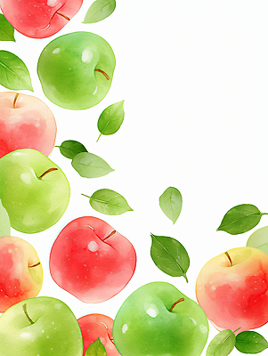 JPG 식물 디자인 예술 컬러 백그라운드 과일 일러스트 자연 나뭇잎 수채화 프레임 미술 빨간색 초록색 여름 농장 평화 신선 달콤 사과 과수원 창의력 국내일러스트 AI일러스트 AI콘텐츠 계절 컨셉 잎 농업 문화예술 맛 생태계 파일형식