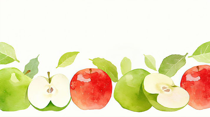 JPG 디자인 컬러 백그라운드 잎 농업 과일 일러스트 자연 나뭇잎 수채화 프레임 건강 여름 농장 관찰 신선 달콤 사과 과수원 유기농 화사함 가지런함 국내일러스트 AI일러스트 AI콘텐츠 식물 웰빙 계절 산업 컨셉 모션 맛 생태계 파일형식