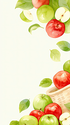 JPG 식물 디자인 백그라운드 잎 과일 일러스트 자연 나뭇잎 프레임 건강 빨간색 초록색 여름 농장 바구니 농사 수확 신선 달콤 사과 유기농 뷰티풀 국내일러스트 AI일러스트 AI콘텐츠 웰빙 계절 컬러 농업 맛 생태계 파일형식