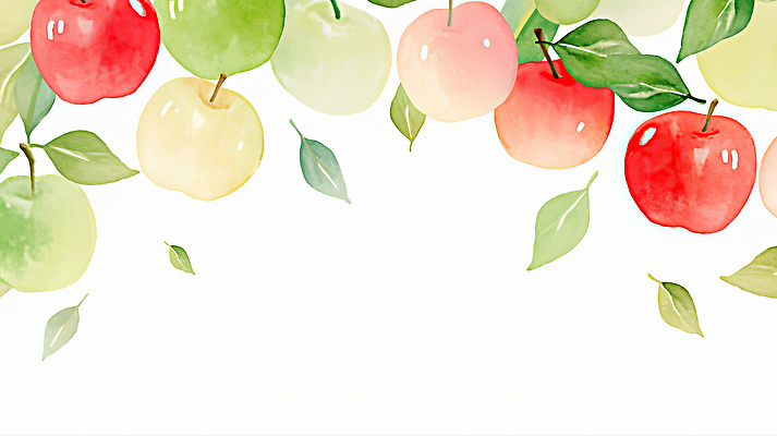 JPG 식물 디자인 예술 컬러 백그라운드 과일 일러스트 자연 나뭇잎 수채화 프레임 따뜻함 장식 빨간색 초록색 여름 신선 감각 달콤 사과 그림 뷰티풀 창의성 국내일러스트 AI일러스트 AI콘텐츠 계절 잎 맛 생태계 파일형식