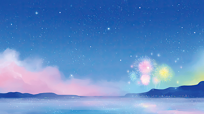 JPG 별 파도 바다 컬러 야경 일러스트 자연 하늘 휴식 불꽃놀이 풍경 여러명 해변 여름 빛 평화 축제 감상 저녁 즐거움 뷰티풀 순간 몽환 국내일러스트 AI일러스트 AI콘텐츠 자연요소 계절 감정 다수 컨셉 놀이 사람 야간 생태계 파일형식 풍경_경치