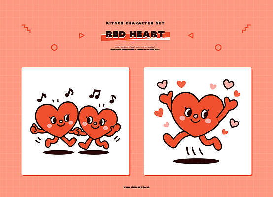 캐릭터 디자인 행복 음악 백그라운드 일러스트 모션 함께함 사랑 빨간색 친구 귀여움 기쁨 하트 표현 춤 즐거움 소통 일러캐릭터 AI파일 모양 감정 컬러 컨셉 관계 문화예술 파일형식 벡터
