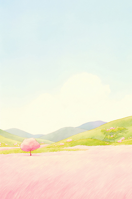 JPG 나무 꽃 분홍색 일러스트 자연 하늘 풍경 잔디 초원 일상 파란색 햇빛 평화 맑음 봄 시골 언덕 감성 뷰티풀 핑크뮬리 국내일러스트 AI일러스트 AI콘텐츠 식물 계절 컬러 컨셉 날씨 라이프 태양 생태계 파일형식