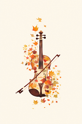 JPG 식물 예술 악기 음악 백그라운드 단풍 낙엽 일러스트 자연 수채화 풍경 가을 표현 바이올린 감성 조화 뷰티풀 선율 창의성 국내일러스트 AI일러스트 AI콘텐츠 계절 컨셉 잎 현악기 문화예술 생태계 파일형식