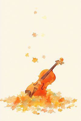 JPG 예술 음악 컬러 단풍 낙엽 잎 일러스트 재료 자연 수채화 풍경 장식 가을 분위기 바이올린 감성 조화 깊이 뷰티풀 국내일러스트 AI일러스트 AI콘텐츠 식물 계절 컨셉 현악기 문화예술 생태계 파일형식