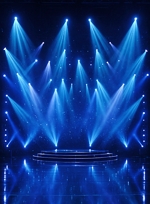 JPG 편집이미지 디자인 예술 음악 백그라운드 조명 파란색 빛 콘서트 공연 공간 무대 분위기 공연장 준비 스포트라이트 환상 편집실사 AI컴퓨터그래픽 AI콘텐츠 컬러 컨셉 문화예술 이벤트 극장 CG 파일형식