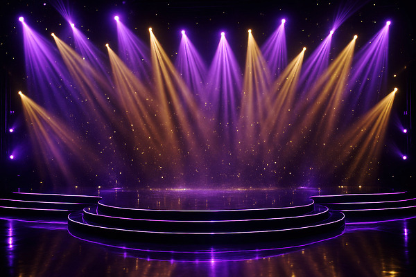 JPG 편집이미지 예술 음악 백그라운드 조명 이벤트 빛 노란색 보라색 콘서트 공연 공간 무대 대기 원형 화려 준비 편집실사 AI컴퓨터그래픽 AI콘텐츠 도형 컬러 컨셉 문화예술 CG 파일형식