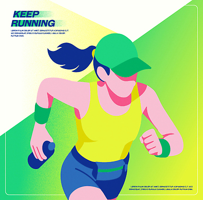 여자 스포츠 일러스트 모션 건강 사람 일상 초록색 운동복 달리기 운동 헬스 힘 활발 에너지 목표 물병 유산소운동 러닝 밝은색 국내일러스트 AI파일 옷 컬러 컨셉 라이프 물통 파일형식 벡터