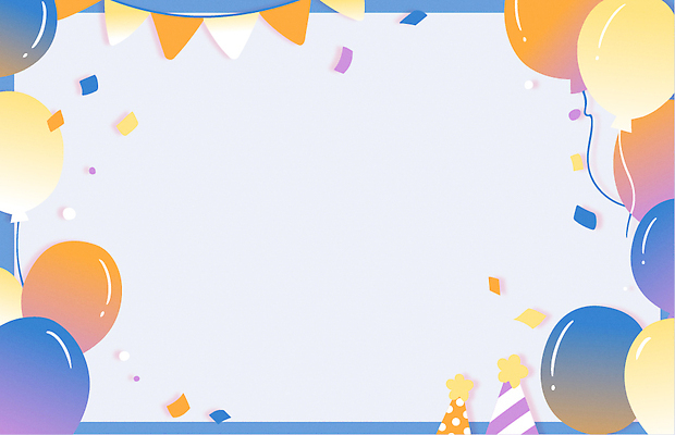 디자인 기념일 행복 컬러 백그라운드 일러스트 기념 프레임 이벤트 장식 파란색 파티 축제 주황색 고깔모자 모임 축하 생일 분위기 즐거움 꽃가루 풍선 가랜드 국내일러스트 AI파일 모자_잡화 감정 컨셉 가루 파티용품 파일형식 벡터