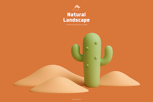 모양 PSD 편집이미지 디자인 모래 백그라운드 자연 선인장 풍경 초록색 사막 언덕 장면 부드러움 조화 단순화된 색채 편집3D 식물 컬러 3D 감각 생태계 파일형식