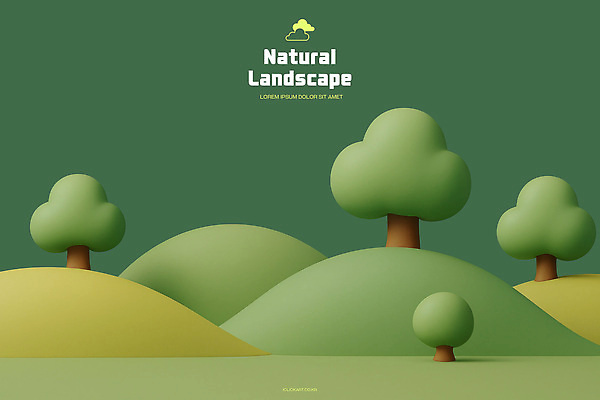 PSD 나무 식물 편집이미지 자연 풍경 초록색 평화 환경 언덕 조화 뷰티풀 평원 편집3D 컬러 컨셉 3D 생태계 파일형식
