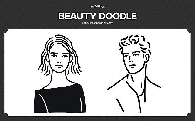 여자 남자 예술 라인일러스트 일러스트 도안 사람 그래픽 뷰티 표현 감각 낙서 스케치 그림 초상화 대칭 아티스트 창의성 프로필 국내일러스트 AI파일 직업 미술 파일형식 벡터