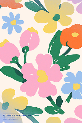 식물 디자인 꽃 화초 예술 분홍색 컬러 백그라운드 잎 패턴 일러스트 자연 장식 여름 파란색 노란색 자유 그림 화사함 밝은색 국내일러스트 AI파일 계절 컨셉 무늬 생태계 파일형식 벡터