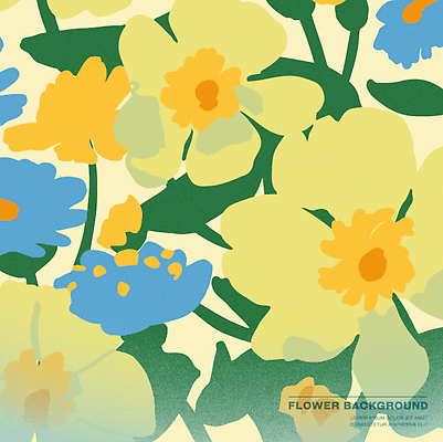 식물 디자인 꽃 컬러 백그라운드 잎 패턴 일러스트 자연 생명 장식 파란색 노란색 봄 오브젝트 그림 원예 화사함 뷰티풀 국내일러스트 AI파일 계절 컨셉 무늬 취미 생태계 파일형식 벡터