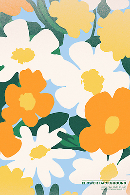 식물 디자인 꽃 화초 예술 백그라운드 꽃밭 패턴 일러스트 자연 장식 여름 주황색 흰색 그림 화사함 조화 뷰티풀 색채 국내일러스트 AI파일 계절 컬러 컨셉 무늬 생태계 파일형식 벡터