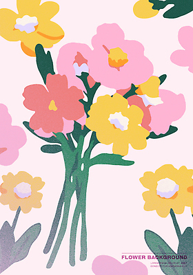 식물 디자인 꽃 화분 분홍색 컬러 꽃다발 부케 백그라운드 일러스트 자연 미술 장식 노란색 봄 그림 원예 화사함 조화 생동감 국내일러스트 AI파일 계절 컨셉 문화예술 취미 생태계 파일형식 벡터