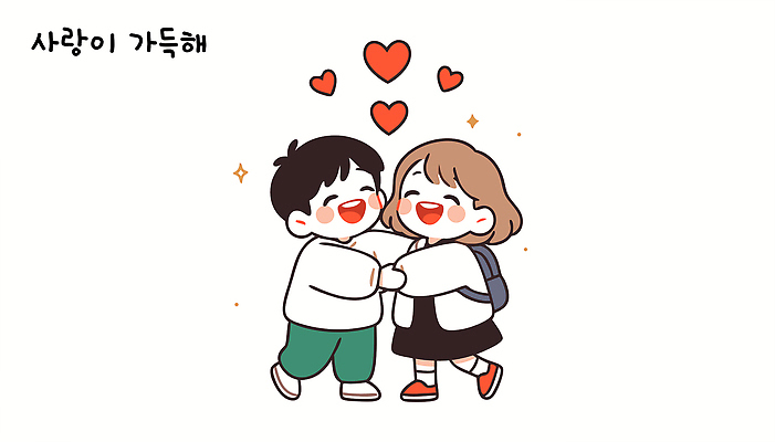 커플 행복 감정 어린이 일러스트 관계 안기 모션 포옹 책가방 사랑 미소 웃음 소녀 소년 귀여움 손잡기 우정 하트 연령 소통 짝사랑 동심 국내일러스트 AI파일 모양 여자 남자 컨셉 가방 표정 사람 친구 파일형식 벡터