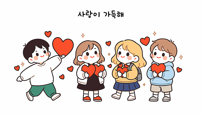 행복 감정 어린이 상징 일러스트 가족 응원 안기 모션 책가방 사랑 미소 들기 사람 친구 반짝임 우정 기쁨 하트 심장 표현 그림 국내일러스트 AI파일 모양 가방 관계 표정 장기_의학 파일형식 벡터