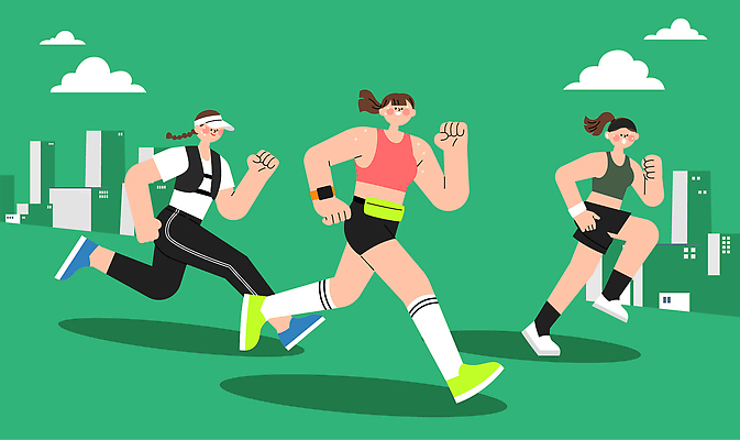 여자 스포츠 백그라운드 일러스트 모션 협력 거리 건강 일상 운동복 달리기 운동 자전거 힘 도심 연습 즐거움 친환경 러닝 국내일러스트 GX AI파일 옷 감정 사람 라이프 환경 바이크 도시 파일형식 벡터