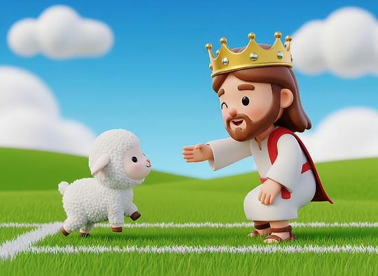JPG 동물 편집이미지 캐릭터 종교 자연 왕관 사랑 초원 평화 귀여움 양 예수 소통 편집3D AI컴퓨터그래픽 AI콘텐츠 감정 컨셉 포유류 3D 신_종교 생태계 파일형식