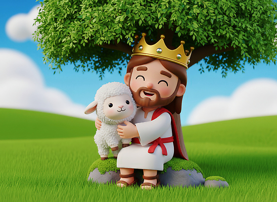 JPG 나무 편집이미지 행복 종교 자연 사랑 웃음 풍경 초원 평화 양 예수 기독교인 편집3D AI컴퓨터그래픽 AI콘텐츠 식물 감정 기독교 컨셉 포유류 표정 3D 신_종교 생태계 파일형식