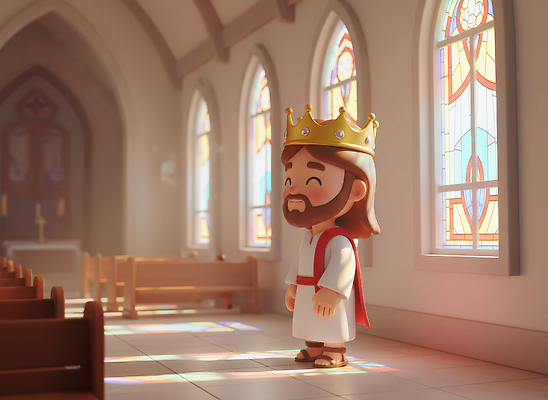 JPG 편집이미지 캐릭터 행복 기독교 창문 왕관 의인화 미소 인테리어 햇빛 성당 교회 예수 그림 예배 스테인드글라스 디지털아트 편집3D AI컴퓨터그래픽 AI콘텐츠 디자인 감정 종교 종교건축 유리 표정 건물 태양 3D 신_종교 파일형식