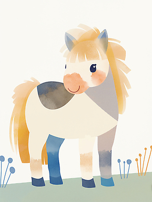 JPG 동물 여유 컬러 일러스트 자연 초원 귀여움 환경 말_게임 포근함 그림 조랑말 조화 특징 아기자기 국내일러스트 AI일러스트 AI콘텐츠 감정 컨셉 말_동물 감각 생태계 파일형식