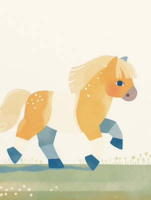 JPG 동물 행복 어린이 예술 백그라운드 일러스트 자연 놀이 풍경 초원 갈색 귀여움 흰색 말_게임 색칠 그림 조랑말 생동감 아기자기 국내일러스트 AI일러스트 AI콘텐츠 감정 컬러 컨셉 사람 말_동물 생태계 파일형식