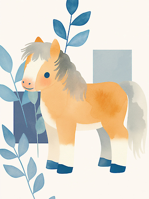 JPG 동물 디자인 어린이 예술 일러스트 자연 생명 나뭇잎 따뜻함 풍경 노란색 귀여움 회색 그림 장면 안심 조랑말 색감 아기자기 국내일러스트 AI일러스트 AI콘텐츠 컬러 컨셉 잎 육류 사람 말_동물 생태계 파일형식