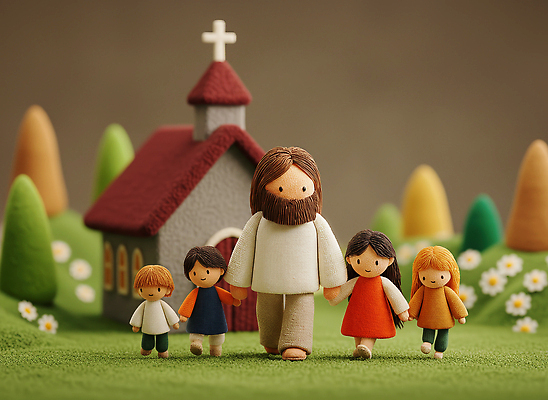 JPG 편집이미지 기독교 종교 어린이 인형 가족 자연 풍경 교회 평화 귀여움 산책 예수 기독교인 조화 이미지편집 AI컴퓨터그래픽 AI콘텐츠 컨셉 관계 종교건축 휴식 사람 건물 신_종교 생태계 파일형식
