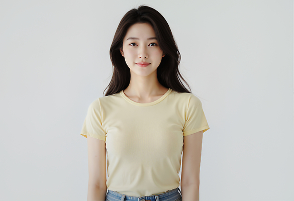JPG 모델 편집이미지 여자 패션 포즈 티셔츠 실내 미소 쇼핑 머리 유행 청바지 편안함 밝은색 의료성형뷰티 스타일 편집실사 AI인물포토 AI콘텐츠 셔츠 바지 표정 사람 내부 신체부위 감각 CG 파일형식 AI포토