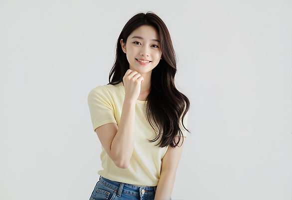 JPG 편집이미지 여자 패션 포즈 상의 미소 손짓 일상 촬영 청바지 긍정적 의료성형뷰티 스타일 편집실사 AI인물포토 AI콘텐츠 옷 감정 바지 모션 표정 사람 라이프 CG 파일형식 AI포토