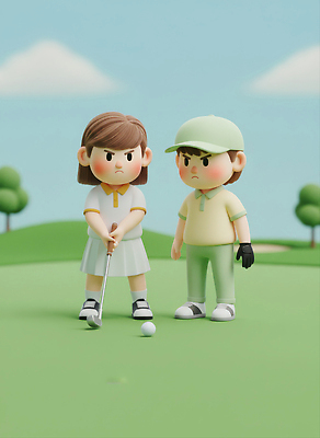 JPG 편집이미지 캐릭터 여자 남자 어린이 스포츠 골프 날씨 아웃도어 취미 친구 운동 집중 연습 즐거움 코스 페어웨이 편집3D AI컴퓨터그래픽 AI콘텐츠 감정 컨셉 관계 건강 사람 3D 구기 파일형식