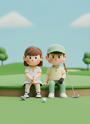 JPG 편집이미지 캐릭터 어린이 스포츠 골프 벤치 모션 놀이 하늘 골프클럽 대화 취미 야외 캐주얼 여름 친구 귀여움 정원 편집3D AI컴퓨터그래픽 AI콘텐츠 옷 계절 컨셉 의자 관계 말하기 사람 3D 구기 파일형식