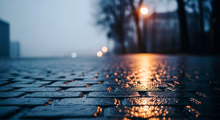 JPG 편집이미지 도로 가로등 날씨 조명 거리 풍경 물 반짝임 고요 도시 저녁 달빛 수로 편집실사 AI포토 AI콘텐츠 자연요소 공공시설 길 교통시설 모션 달 야간 CG 파일형식