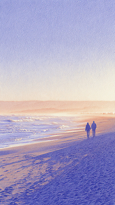 JPG 여유 파도 바다 일러스트 자연 하늘 바람 풍경 해변 두명 모래사장 햇빛 태양 평화 걷기 일몰 저녁 발자국 조용 국내일러스트 AI일러스트 AI콘텐츠 자연요소 감정 컨셉 자국 모션 날씨 사람 노을 야간 생태계 파일형식