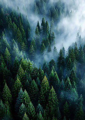 JPG 나무 편집이미지 자연 생명 풍경 평화 환경 고요 안개 대기 숲속 숲 신비 편집실사 AI포토 AI콘텐츠 식물 컨셉 날씨 CG 생태계 파일형식