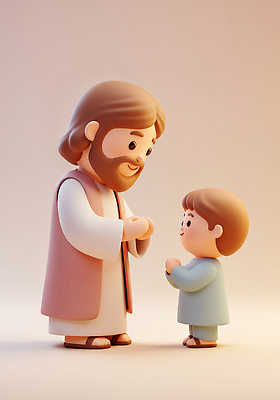 JPG 편집이미지 캐릭터 어린이 가족 따뜻함 대화 사랑 미소 믿음 손잡기 예수 교감 순간 편집3D AI컴퓨터그래픽 AI콘텐츠 감정 관계 모션 표정 말하기 사람 3D 신_종교 파일형식