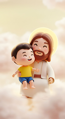 JPG 편집이미지 캐릭터 행복 감정 어린이 가족 하늘 따뜻함 사랑 웃음 희망 예수 순간 편집3D AI컴퓨터그래픽 AI콘텐츠 관계 표정 사람 3D 신_종교 파일형식