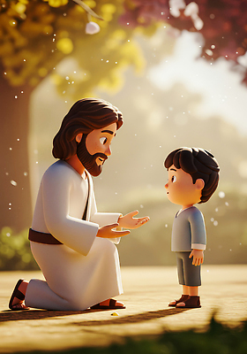 JPG 편집이미지 행복 종교 어린이 자연 대화 사랑 소년 라이프 평화 예수 가르침 메시지 무릎 순간 편집3D AI컴퓨터그래픽 AI콘텐츠 교육 남자 감정 컨셉 말하기 사람 생활 신체부위 3D 신_종교 생태계 파일형식