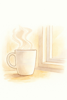 JPG 여유 커피 음료 의자 일러스트 아침 휴식 따뜻함 풍경 일상 햇빛 카페 수증기 편안함 창가 향기 단순화된 순간 차분 국내일러스트 AI일러스트 AI콘텐츠 주간 감정 가구 컨셉 창문 라이프 태양 상점 감각 냄새 파일형식