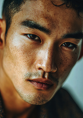 JPG 모델 편집이미지 시선 남자 얼굴 조명 표정 사람 근접촬영 청춘 머리카락 의료성형뷰티 외모 편집실사 AI인물포토 AI콘텐츠 뷰포인트 컨셉 신체부위 머리 CG 파일형식 AI포토