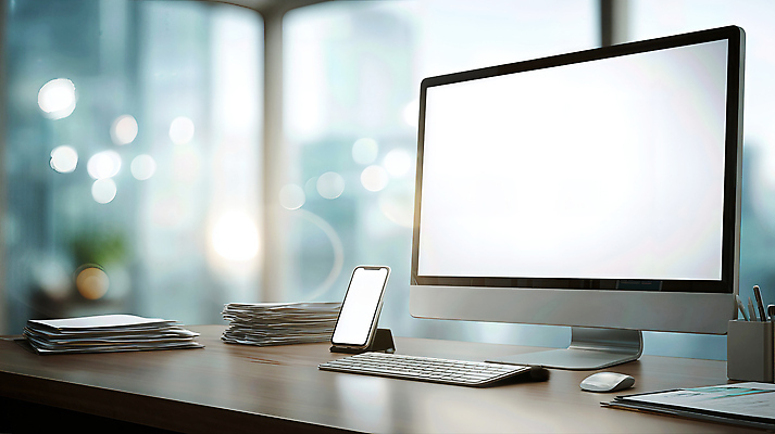 JPG 편집이미지 조명 기술 스마트폰 핸드폰 컴퓨터 사무실 디지털 책상 모던 문서 정리 편집실사 AI컴퓨터그래픽 AI콘텐츠 가구 비즈니스 전자제품 스마트기기 CG 파일형식