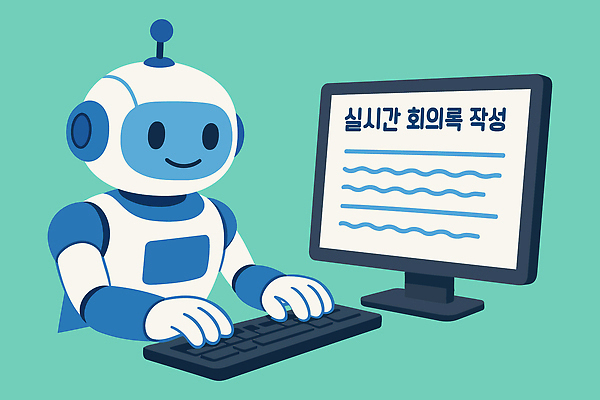 일러스트 기술 컴퓨터 사무실 환경 디지털 자료 키보드 기록 작업 로봇 혁명 소프트웨어 의사소통 자동화 AI_인공지능 국내일러스트 AI파일 컨셉 비즈니스 전자제품 파일형식 벡터