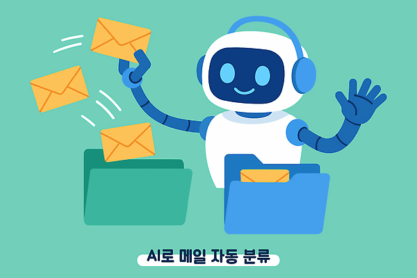 일러스트 미래 기술 사무실 디지털 자료 업무 이메일 편지 우편물 로봇 폴더 혁명 분류 소프트웨어 자동화 AI_인공지능 국내일러스트 AI파일 컨셉 비즈니스 작업 파일 파일형식 벡터