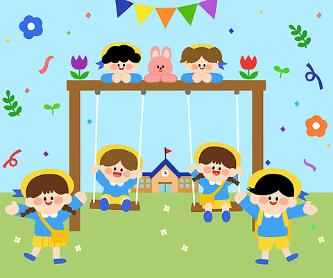 교육 꽃 행복 어린이 컬러 일러스트 모션 놀이 웃음 장식 친구 학습 햇빛 운동장 봄 유치원 놀이기구 즐거움 그네 국내일러스트 AI파일 식물 계절 감정 스포츠시설 관계 표정 사람 태양 공간 파일형식 벡터