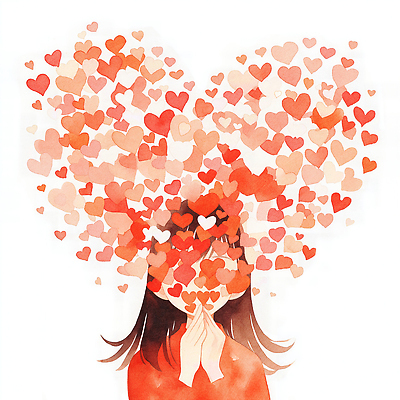 JPG 손 여자 행복 감정 예술 상징 일러스트 따뜻함 사랑 소녀 하트 마음 그림 화사함 뷰티풀 창의성 국내일러스트 AI일러스트 AI콘텐츠 모양 어린이 컨셉 사람 신체부위 파일형식